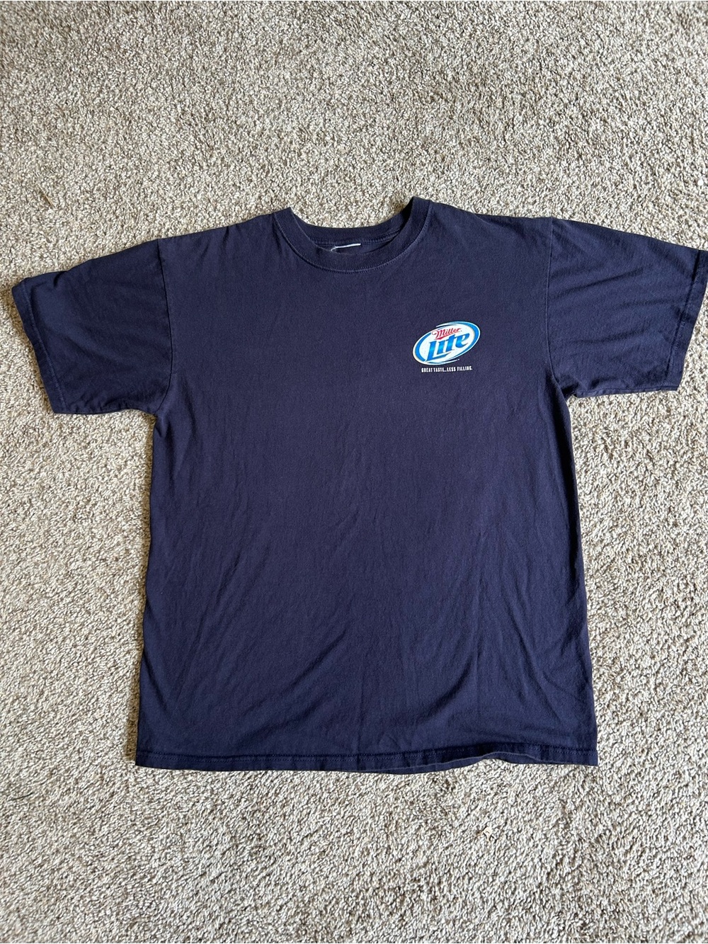 Vintage Miller Lite Beer Logo Graphic T-Shirt Navy Blue Men's Size M